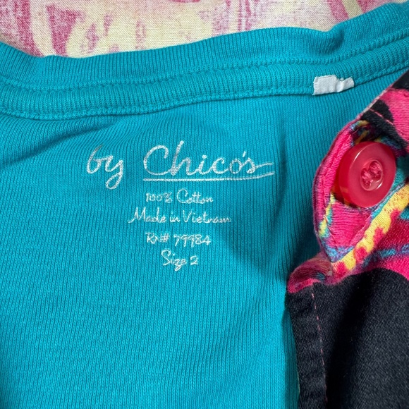 Chico’s Elephant Print Button Shirt Women’s Size 2 (XL) Tribal Boho Top - Picture 3 of 9